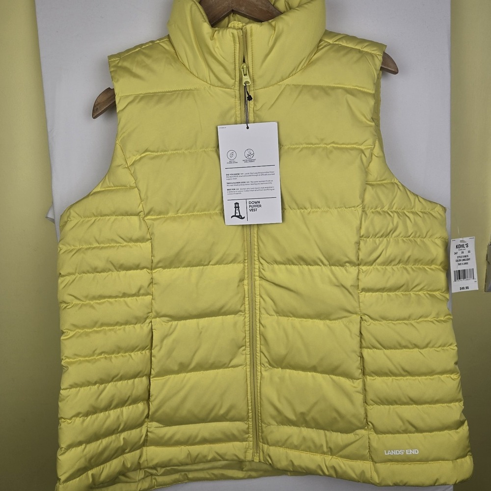 Lands' End‎ Down filled Quilted Vest Womens Sz XL Outdoors Casual Bright